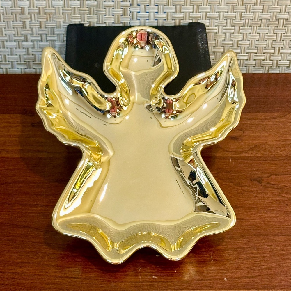 🎄🌟HP🌟Christmas Shine Gold Metallic Angel Candy Dish by Studio Nova